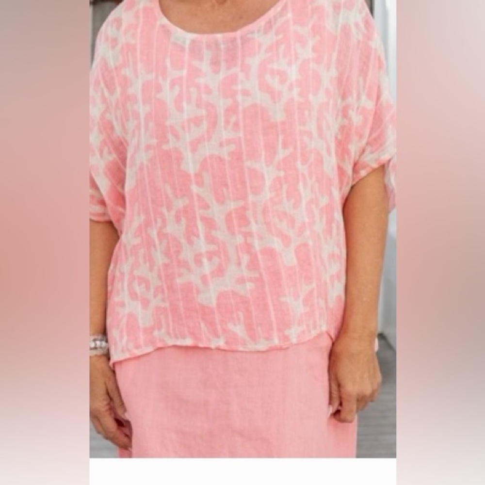 Kim Van Loo Coral Patterned Women's Top - O/S